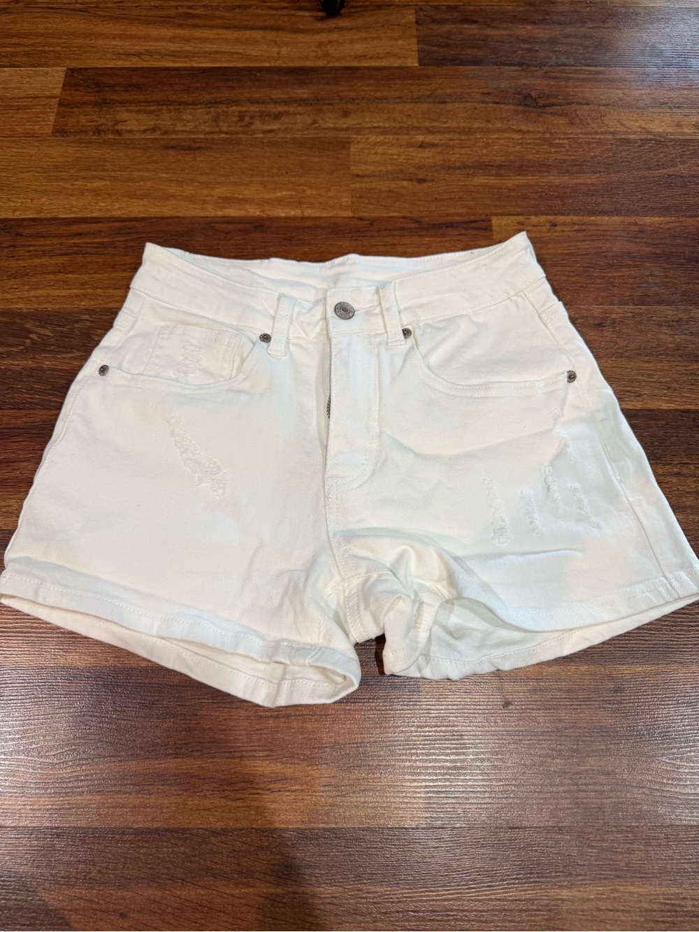 Women’s White High-Waist Denim Shorts Size Small